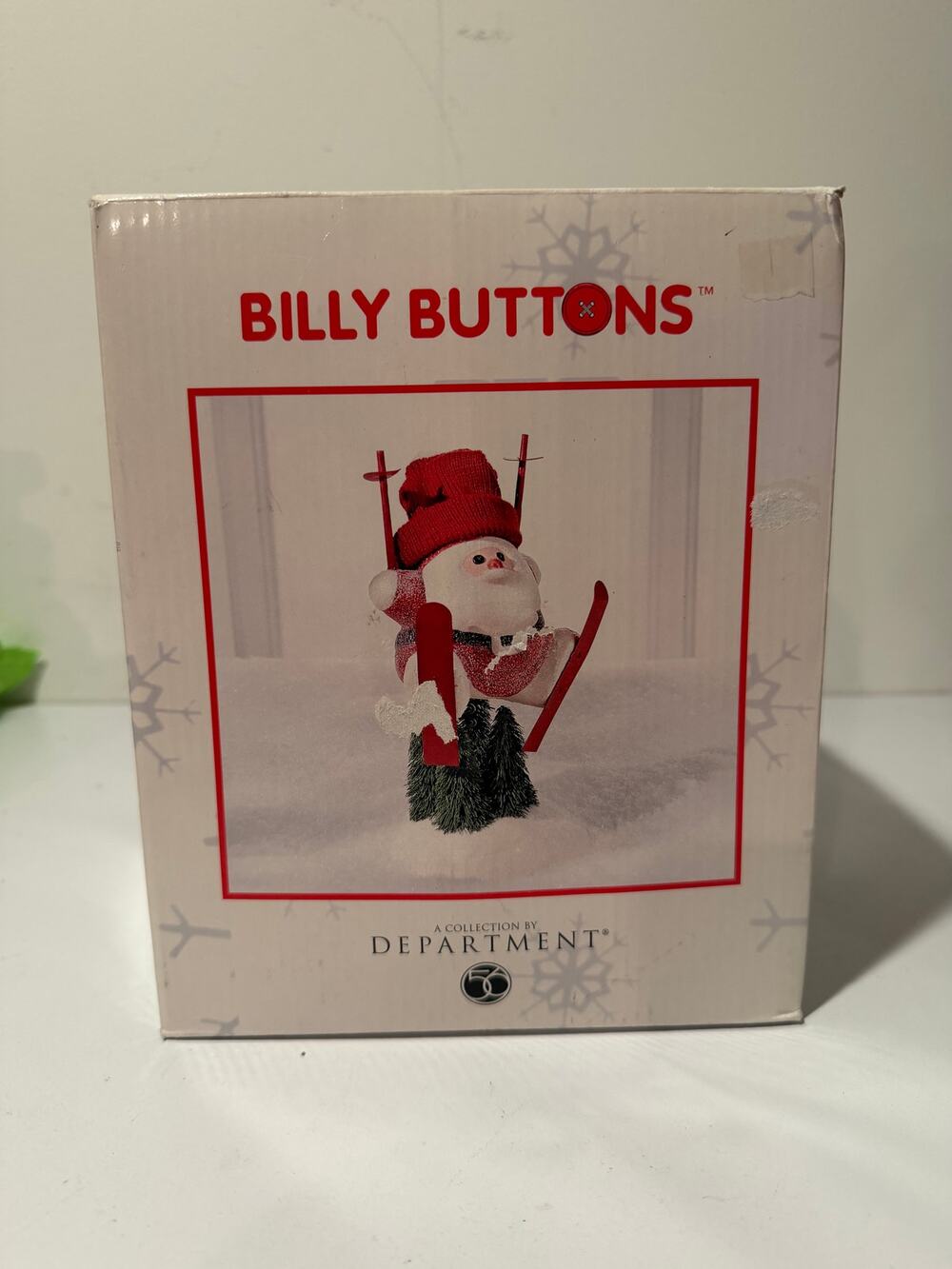 Billy Buttons Skier Santa Dept. 56 Billy Buttons. Santa Fallen Skiing Box